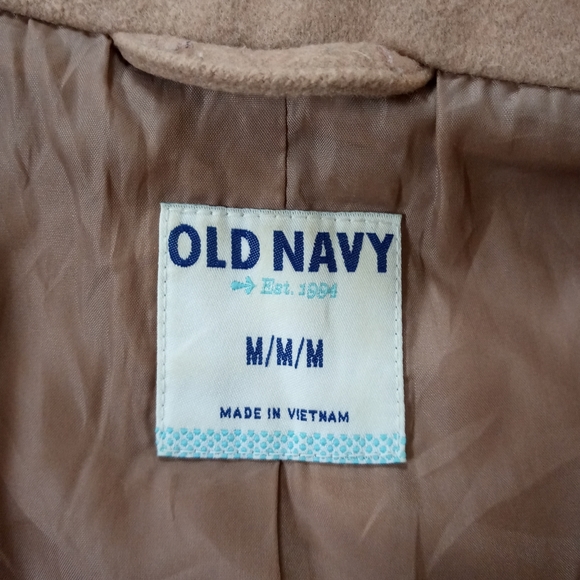 Old Navy Wool Coat Button Up Tan Camel brown - Picture 11 of 12